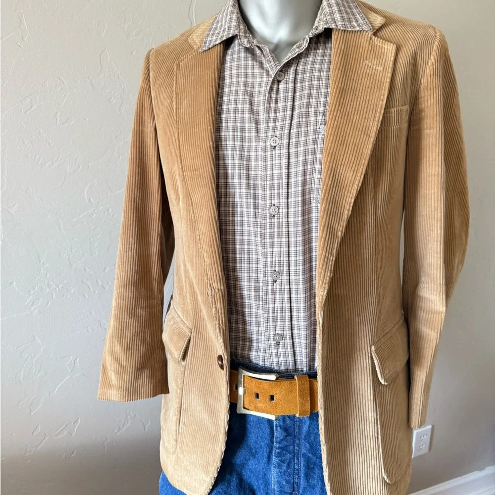 Vintage USA Made Anthony Allan Tan‎ Corduroy Preppy Countryside Sports Coat